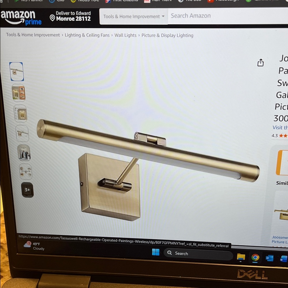 Modern Gold Picture Light